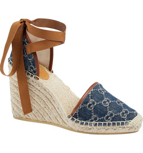 gucci denim espadrilles|gucci espadrille wedges.